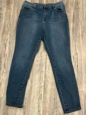 Miss Poured in Blue Size 16 Dark Wash Mid-Rise Stretch Skinny Jeans